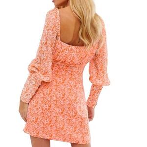 The East Order Orange White Peaches Bohemian Mini Dress Size XS